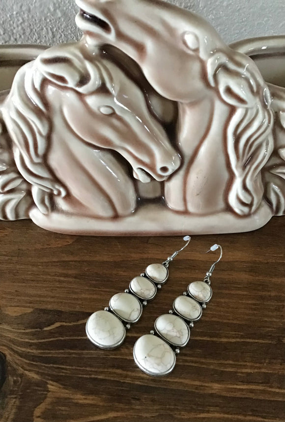 White Buffalo Stone Dangle Earrings