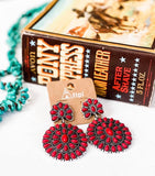 Red Circle Earrings - Style 2