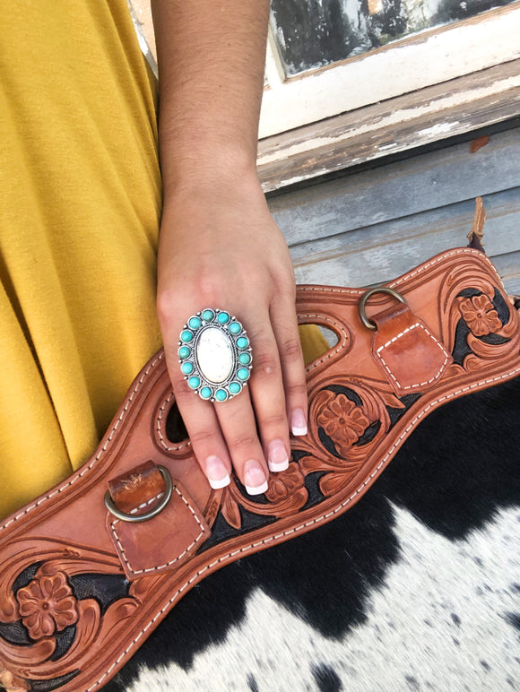 White / Turquoise Ring