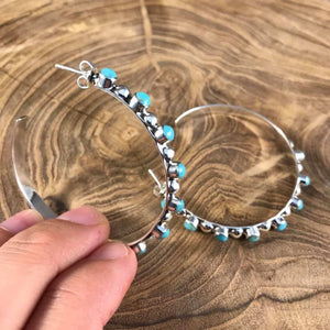 Smaller .925 Turquoise Hoops