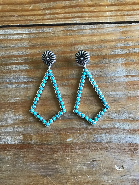 Diamond Turquoise Stone Stud Earrings