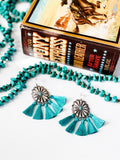 Concho with Turquoise Tassel Earrings