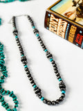 Turquoise / Silver Pearl Necklace