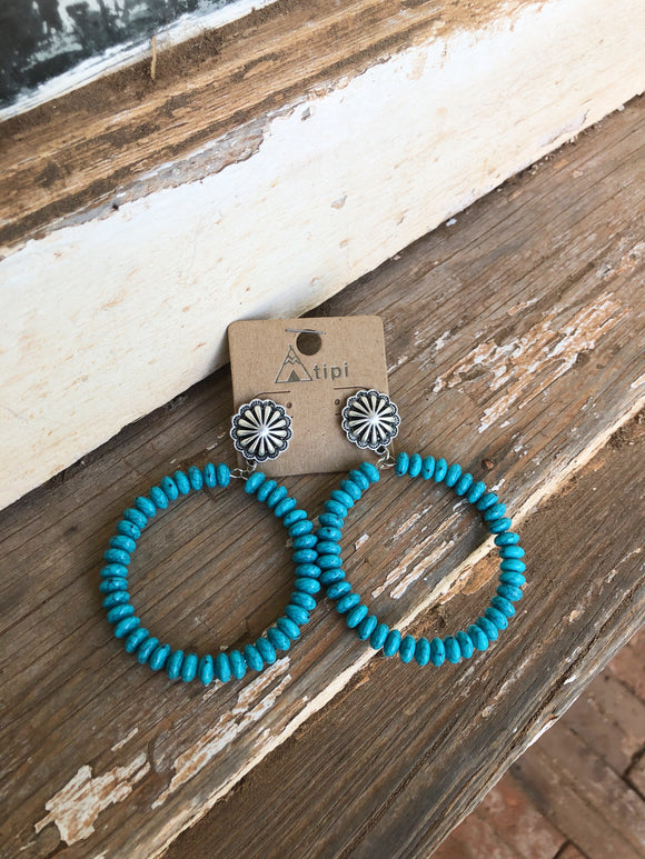 Concho Turquoise Hoops